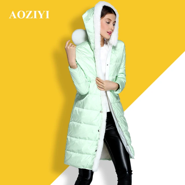 Best price at $169 Cheap 2016 new hot winter Thicken Warm woman Down jacket Coat Parkas Hooded rabbit Fur collar long plus size Luxury Straight Cold
