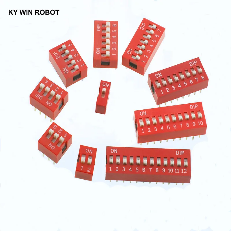 

10pcs Slide Type Switch Module 1 2 3 4 5 6 7 8 10 12PIN 2.54mm Position Way DIP Red Pitch Toggle Switch Red Snap Switch Dial Swi