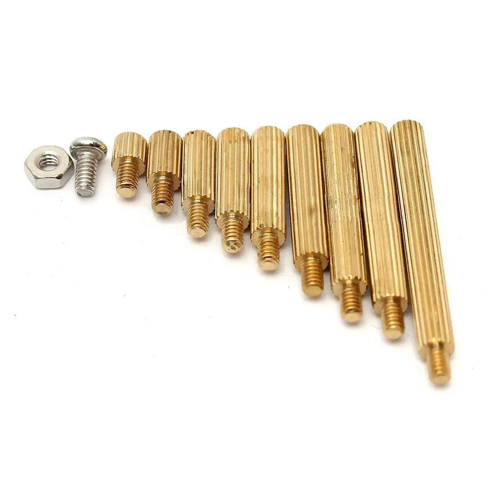 270Pcs M2 3 25mm Male to Female Brass PCB Standoff Screw Nut Assortment
