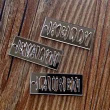 Персонализированные Имя Зеркало серебристый акриловый брелок, лазерная резка брелки, пользовательские этикетки