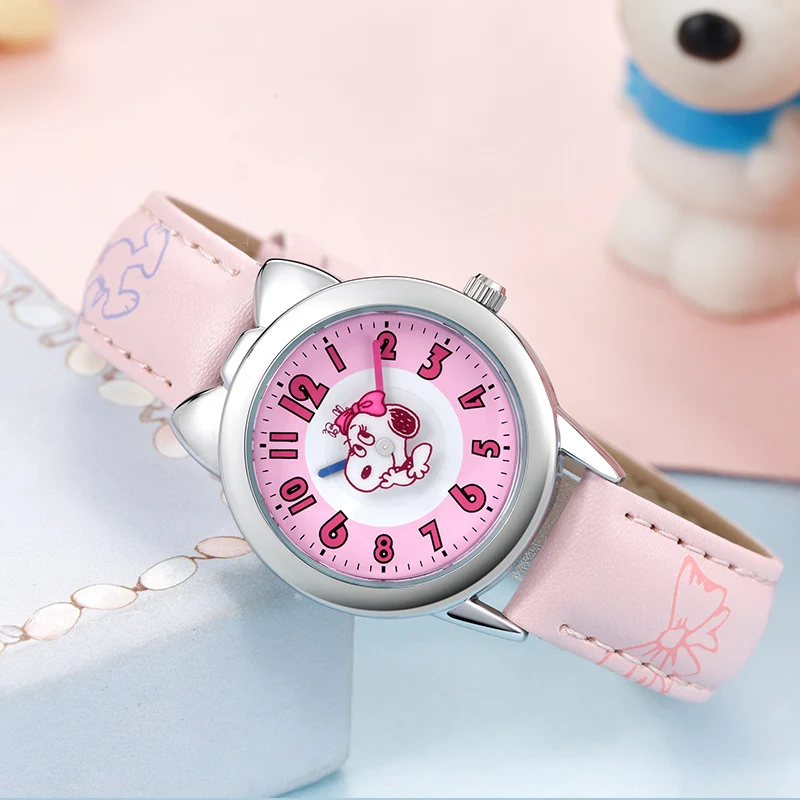 Snoopy официальный бренд geniune детские часы чехол с милым котом модные женские