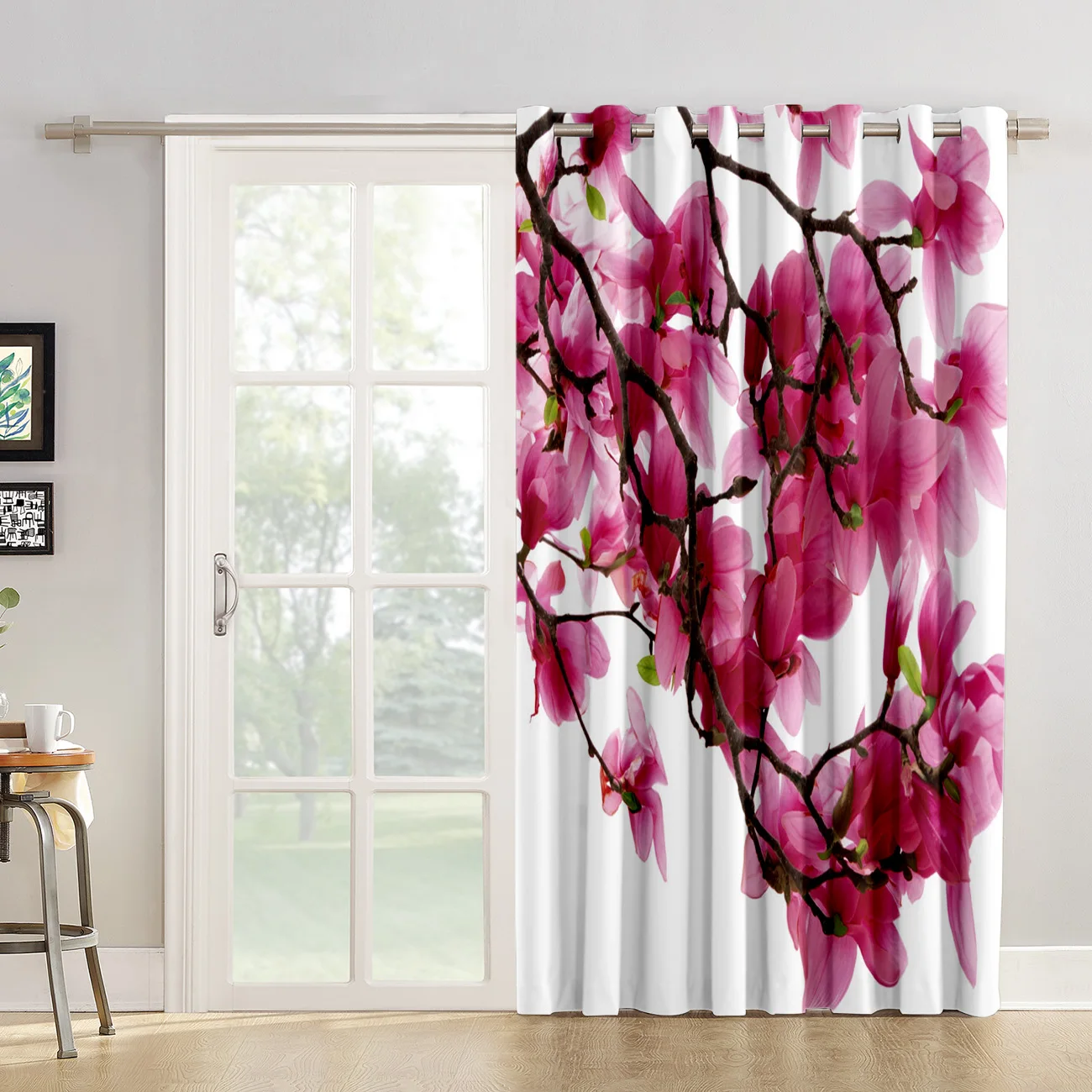 Японские занавески с цветами вишни, большие оконные занавески, темный декор, декор для ванной комнаты, оборудование для обработки окон
