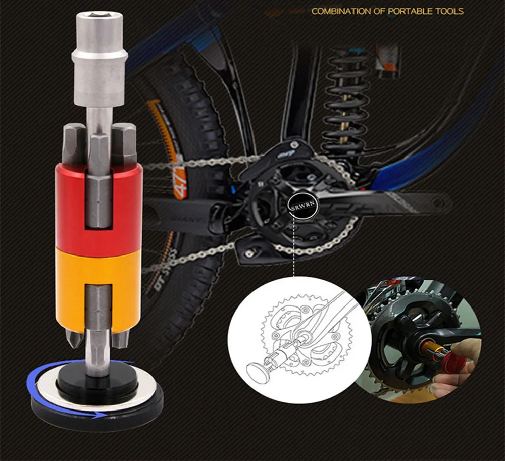 SRWRN алюминиевый набор инструментов для ремонта велосипеда, набор инструментов для ремонта, многофункциональный портативный набор, шестигранная отвертка, набор гаечных ключей T25, цепь, заклепки, горный