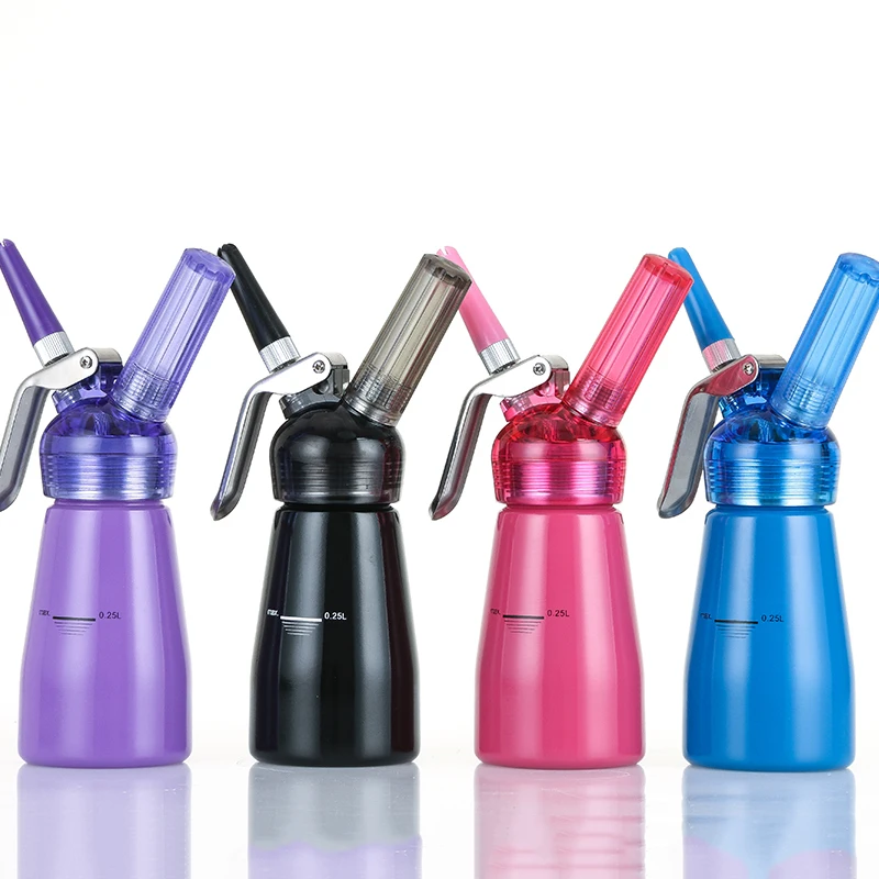 

Free Shipping 1/2 pt (0.25L) Colorful Whipped Cream Dispenser, Professional Aluminum Cream Whipper with Translucent Head(00281)