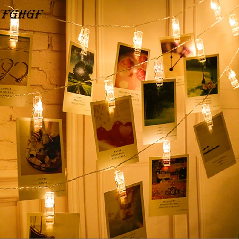 

FGHGF 1M 10 Lights Fairy String Light LED Garland Lights Novelty Photo Clip Holder Festival Christmas Party Wedding Home Light