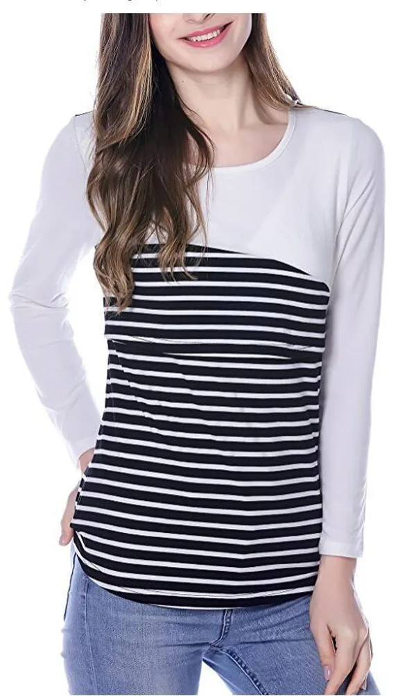 Для беременных и кормящих топы для беременных Для женщин с длинным рукавом грудного вскармливания одежда Беременность футболки Кормление