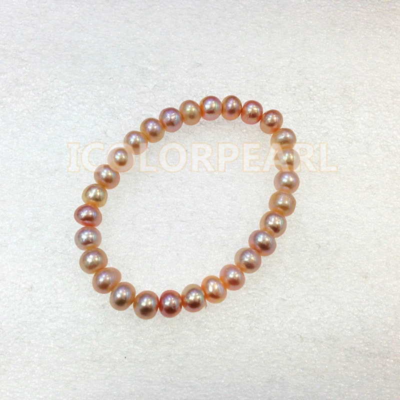 Classic 7-8mm Semiround Pink Natural Freshwater Pearl Bracelet, Nice Jewelry For All Girls. Classic 7-8mm Semiround Pink Natural Freshwater Pearl Bracelet, Nice Jewelry For All Girls.