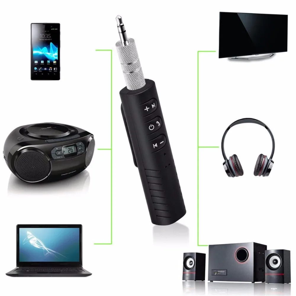 

3.5mm Jack Clip-on Wireless Bluetooth Receiver Mini Bluetooth Car kit Audio Music adapter with Mic for Headphone Speaker