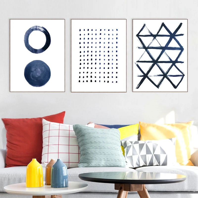Indigo canvas print living room decor