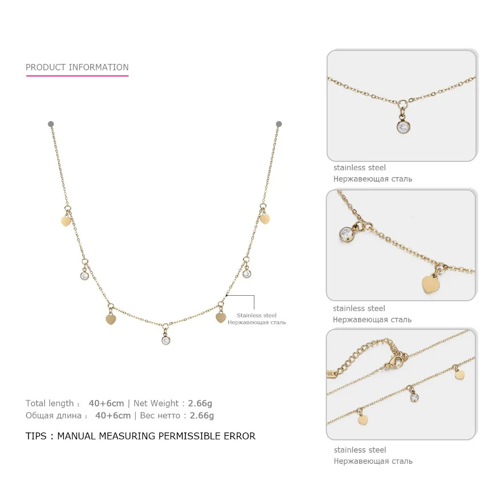 e-Manco Simple Design Heart Pendants Necklace Two Colors Luxury Chains statement Stainless Steel Necklace Hot Fashion Jewelry