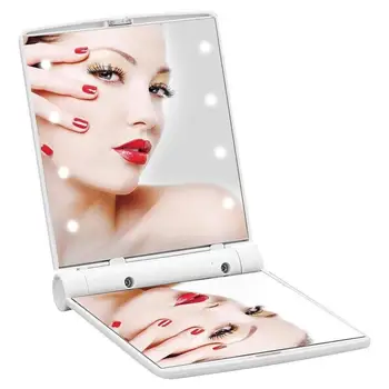 

8pcs LED Lights Makeup Mirror Folding Portable Pocket Magnification Mirror Lights LED Mini Mirror Lady Mirror With Stand