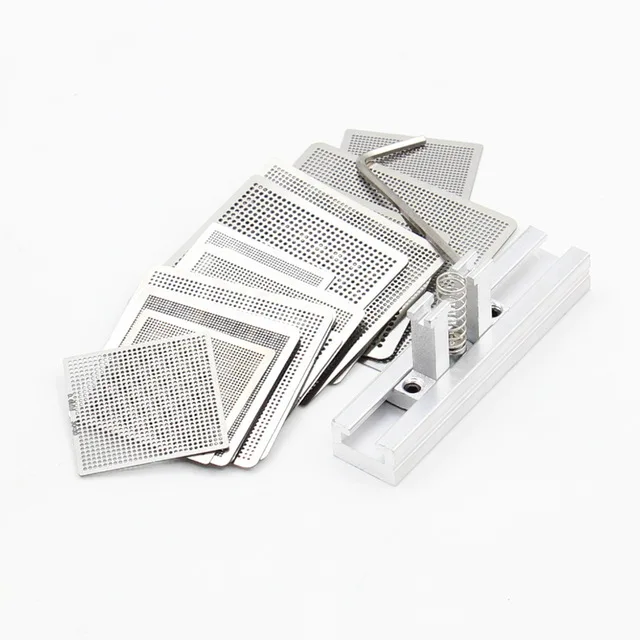 

27pcs BGA Templates Sik tin Fixture Tin solder ball Soldering Tools BGA Reballing Station Jig Kit
