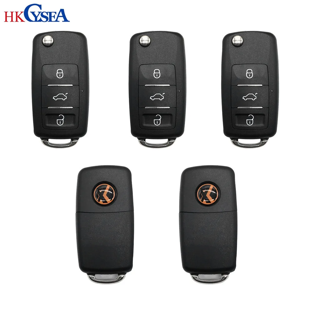 

HKCYSEA 5pcs VVDI2 Remotes for Volkswagen VW B5 Style Universal Remote Key 3 Buttons for Xhorse VVDI Key Tool English Version