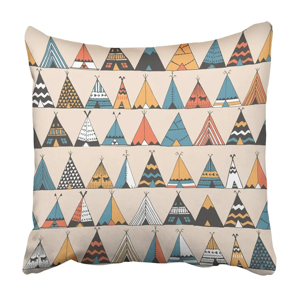 

Throw Pillow Covers Cases Boho Teepee Pattern Wigwam Native American Summer Tent Indian Kids Aloha Camp s Print Pillowcase Case