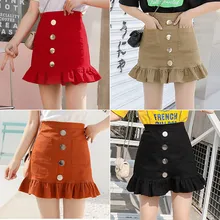 Новинка года, Однорядная мини-юбка с пряжками и листьями лотоса, Женская юбка с завышенной талией, Облегающие юбки "рыбий хвост"