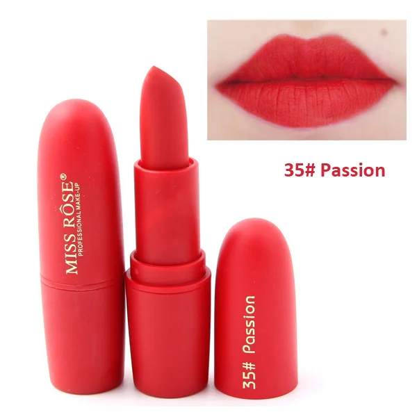 Missrose Новая мода Цвет Красота красный Средства ухода за губами Батон бархат Matte Lip stick Водонепроницаемый Макияж пигмент коричневый Nude Matte Губная помада - Цвет: 35 Passion