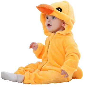 

four colour style flannel infant climbing clothes newborn baby leotard romper baby clothing cute panda duck cartoon coat