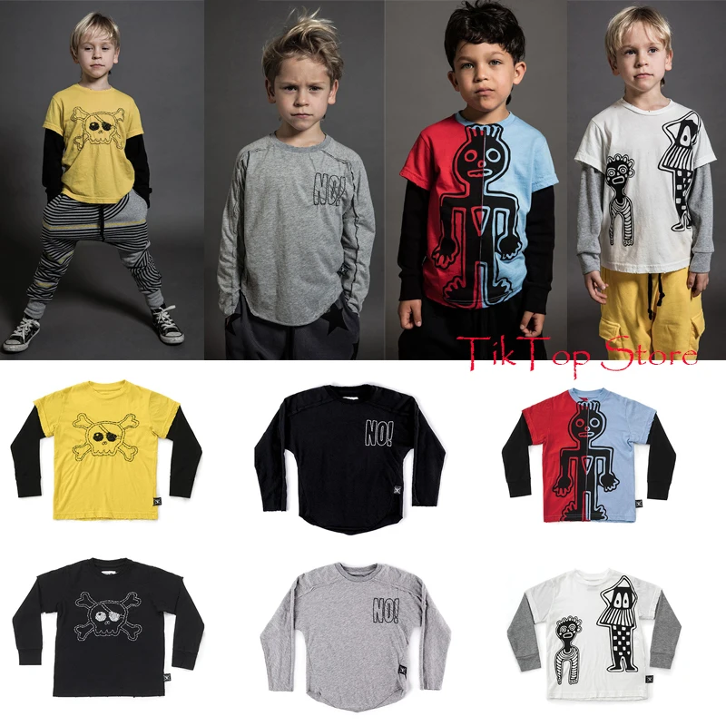 

2019 Autumn New Kids Long Sleeve T-shirts Toddler Boys Tribal Dancer Tops Baby Girl Cotton Clothes Embroidered Skull T-shirt
