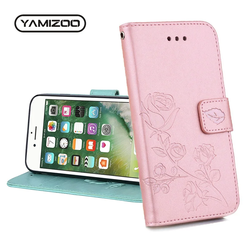 Кожаный чехол YAMIZOO с цветком для iPhone 7 6 5S s 5 360 Роскошный кошелек флип-чехол x xr xs max 8