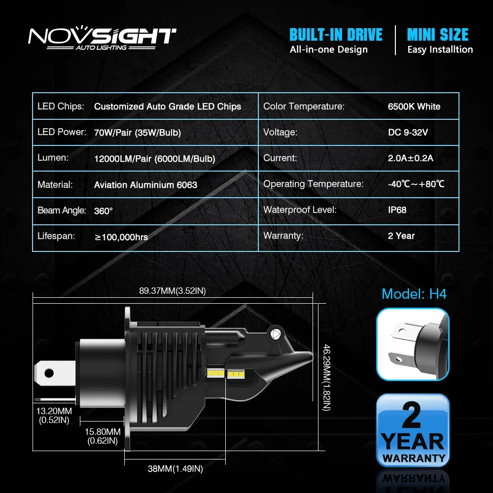 1:1 дизайн NOVSIGHT новейшие технологии автомобилей головной светильник лампы H4 светодиодный H7 H11 H8 H9 HB3 9005 HB4 9006 50 Вт 10000LM 6500 к туман светильник