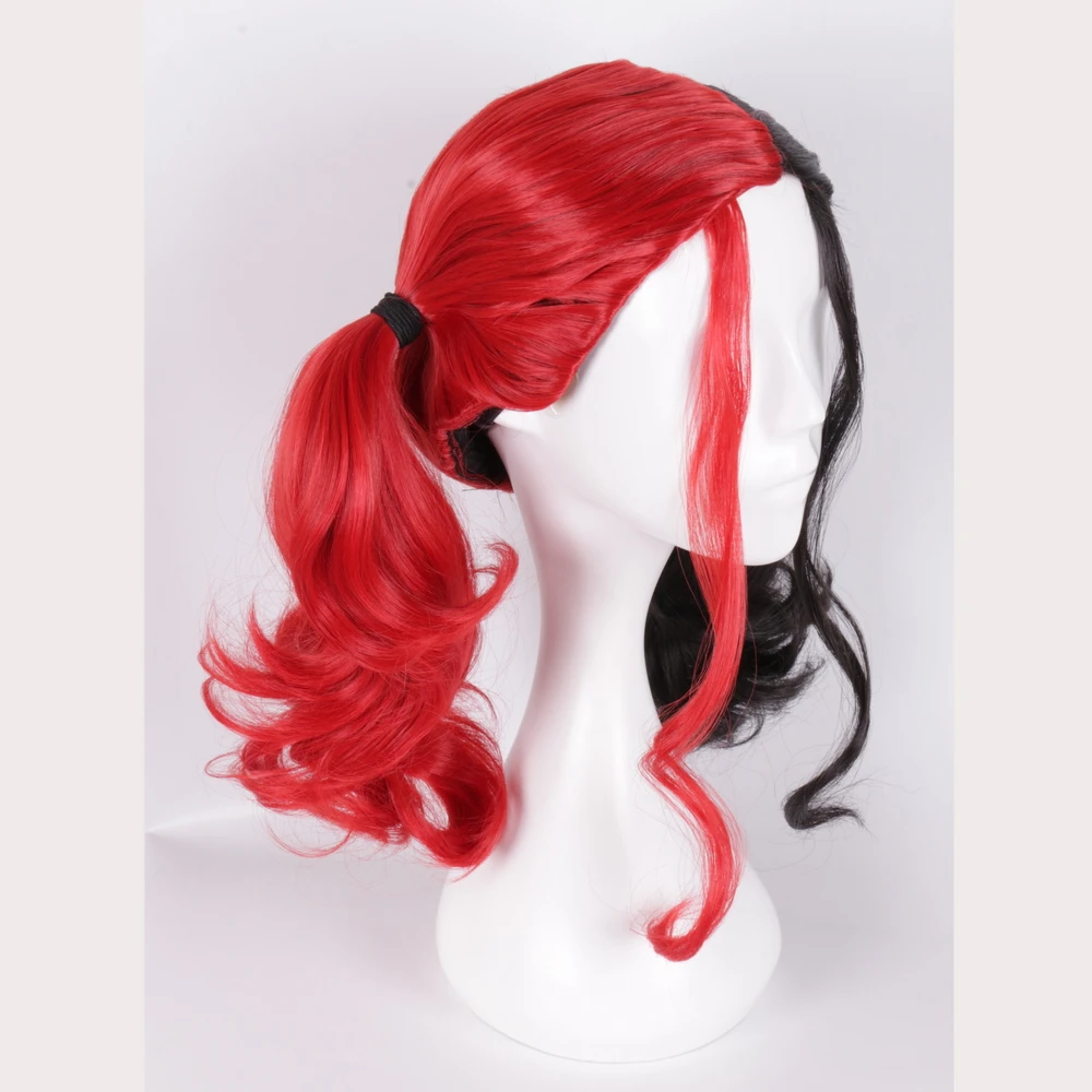 Suicide Squad Harleen Quinzel Cosplay Wig 45cm Black Red Pink Blue Ombre Synthetic Hair Halloween Costume Long Wavy Ponytail Wig Suicide Squad Harleen Quinzel Cosplay Wig 45cm Black Red Pink Blue Ombre Synthetic Hair Halloween Costume Long Wavy Ponytail Wig