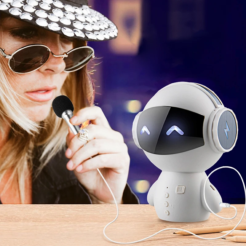 

3 in 1 Robot Wireless Bluetooth Speaker 2200mah Power Bank Support TF Card External Microphone Cartoon Music Player