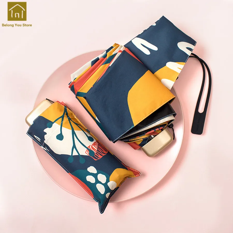 

Mini Sunny Umbrella Uv Protection Rain Women Folding Art Mini Sun Shade Rain Female Umbrella Hediyelik Parasol Garden WKW208