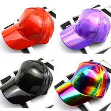 Однотонная повседневная обувь Регулируемый Для мужчин хип-хоп Бейсбол шапки кожаные бейсболки Осень Летние блестящие изогнутые грузовые шапки для Для женщин