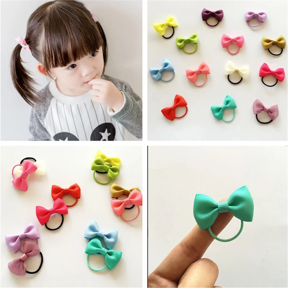 10Pcs-lot-2-little-girl-hair-grosgrain-ribbon-Bow-with-elastic-hair-bands-kids-hair-accessories
