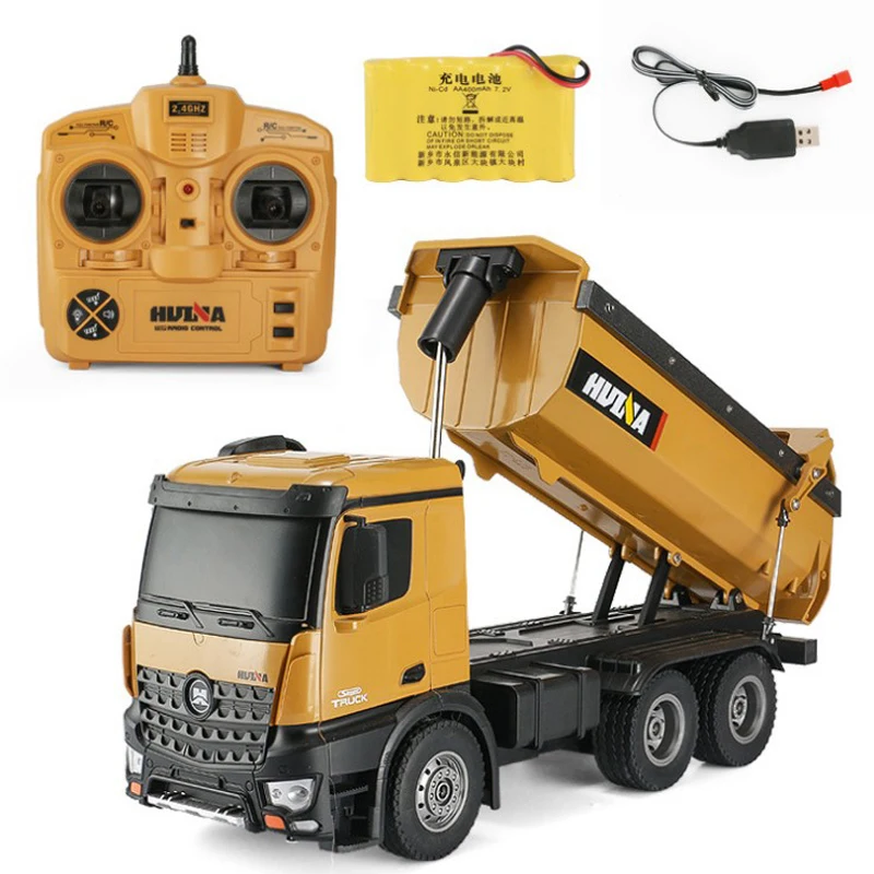 HUI NA TOYS 573 Большой самосвал RTR 2,4 GHz 10 канальный 1:14 металлический HUINA 573 RC барабан грузовик 1:14 10CH 1573 металлические Большие RC грузовики