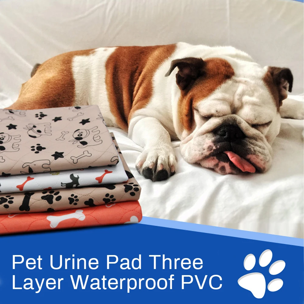 Pet Dog Pad Mats Three-layer Waterproof PVC Diapers Cute Pattern Water Absorption Cat Urine Reusable Pee Mattress Cushion | Дом и сад