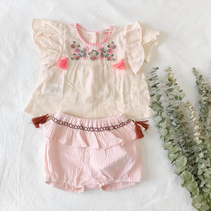 

Louise Misha 2018 Girl Sweet Summer Clothing Baby Cute Brand T Shirt/Shorts Original Tag Toddler Girls Embroidery Clothing