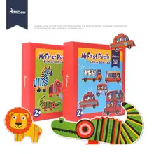 Брендовые Детские деревянные игрушки-головоломки с животными/Дети 3 года легко собирают головоломки