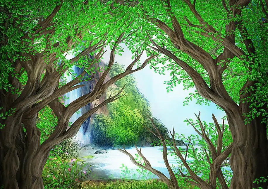 custom 3d wall murals wallpaper Painted Forest 3d floor ...