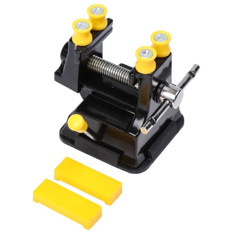 Yellow Mini Drill Press Vise Clamp Table Bench Vice for Jewelry Nuclear Clip on DIY Carving Tool Flat Clamp