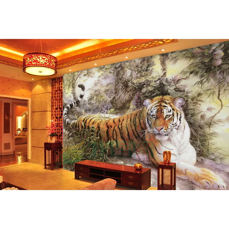 

Painting Tiger Wall Paper Customized Hot Fashion Wallpaper Waterproof 3D TV Sofa Bedroom Hotel Room wall paper Decoration #163