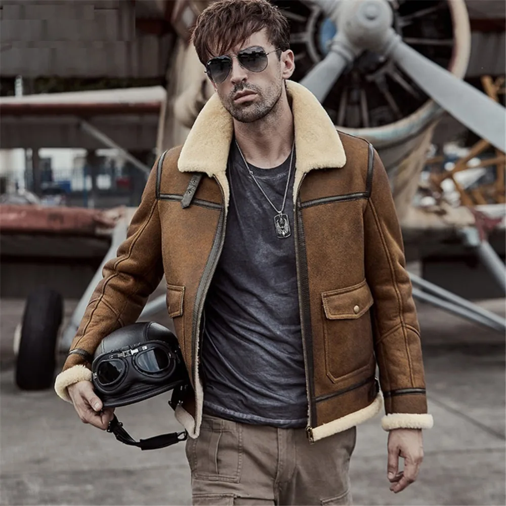Aviator Jacket Mens Shearling Coat 