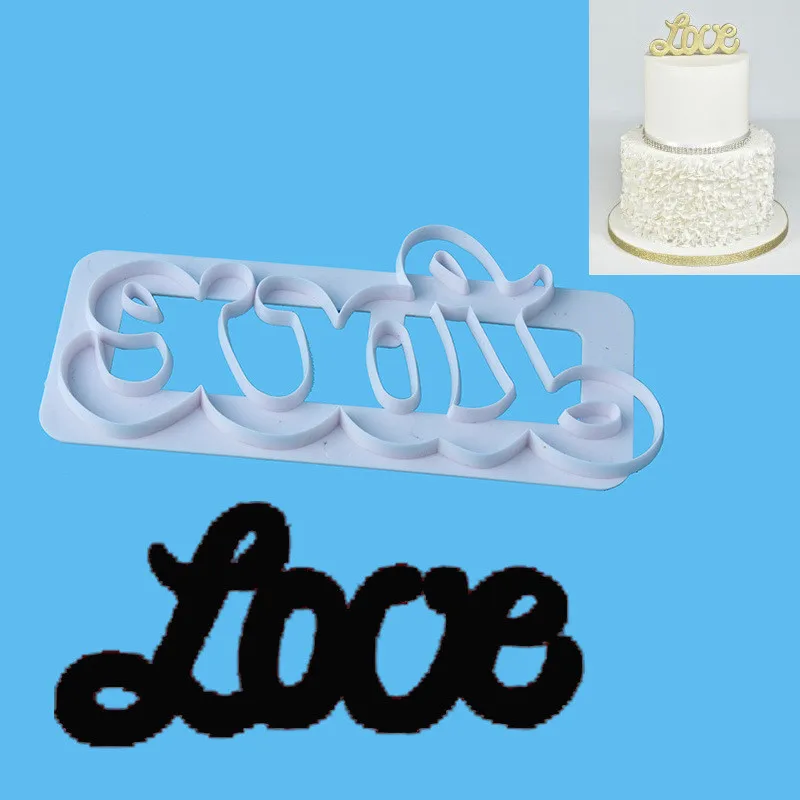 

DIY 1PCS Love Letter Fondant Cake Cookie Cutter Mold Decorating Icing Cake Tool Embosser Fondant Sugarcraft Baking Tool