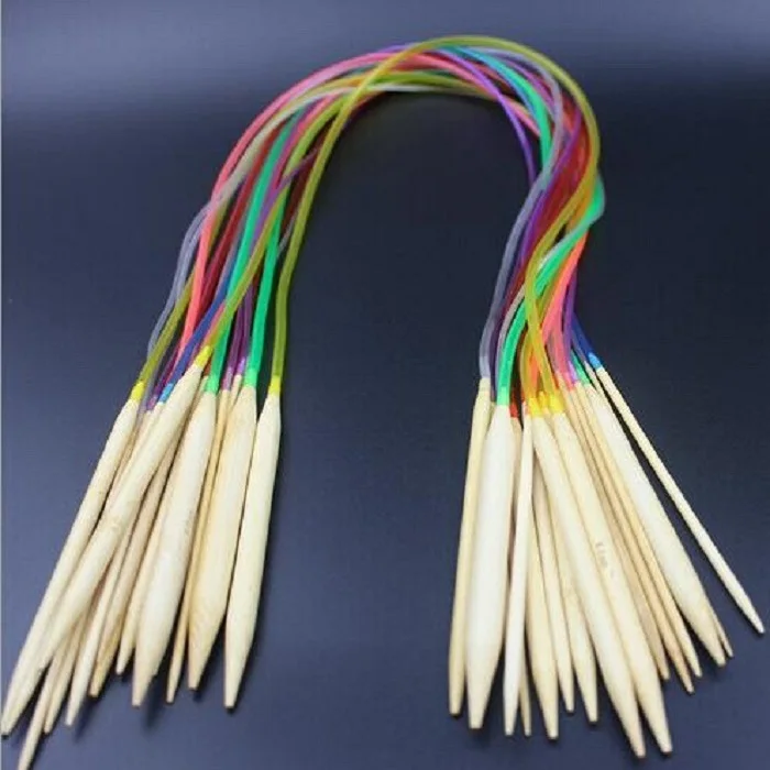 

Arts Crafts Multicolor tube 18size/set/lot Bamboo Circular Crochet Knitting Needles Set 40/60/80/100/120cm