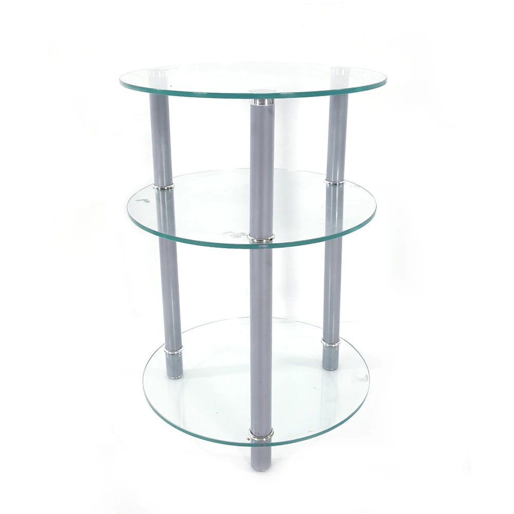 Exquisite Three Tiers Round Tempered Glass Side Table End Table Dropshipping