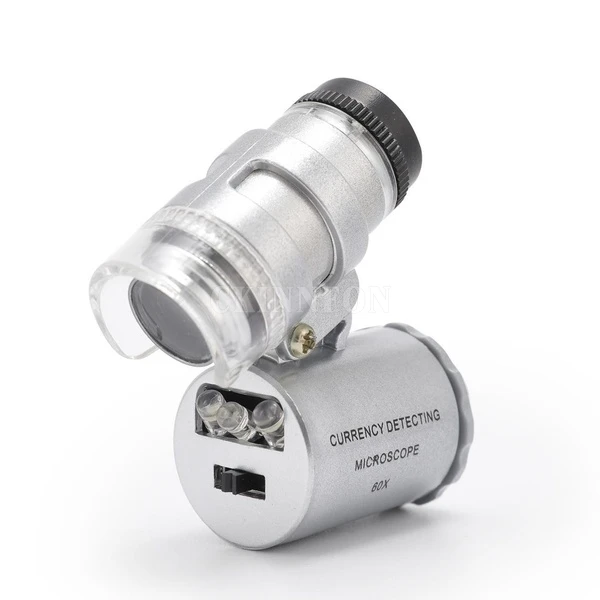 

DHL 200set/lot 60X ZOOM Mini Pocket LED UV Jewellers Loupe Microscope Glass Jewellery Magnifier With LED Light Mobile Phone Lens