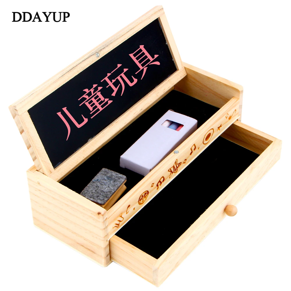 Vintage Handmade Wooden School Pencil Box Pen Case Stationery Gift for