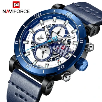 

2019 New Luxury Brand NAVIFORCE Mens Military Sport Watch Men Leather Chronograph Quartz Wrist Watch Male Waterproof Date Clock