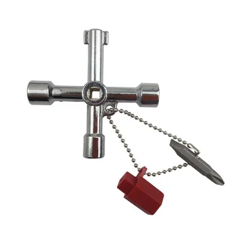 

5 In 1 Alloy Triangle Square Universal Cross Train Key Wrench with Screwdriver Bit Electrical Elevator Cabinet Valve