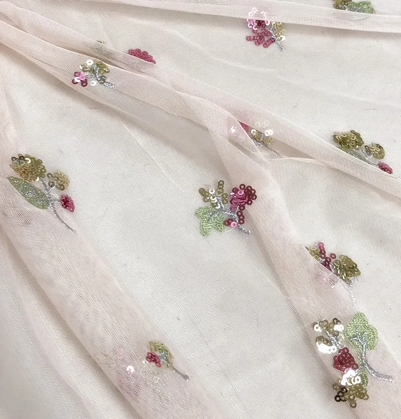 5 ярдов/партия, розовый тюль с блестками, кружевная ткань с вышивкой, Швейные аксессуары для свадьбы, ткань от-кутюр, платье с цветочным узором для девочек