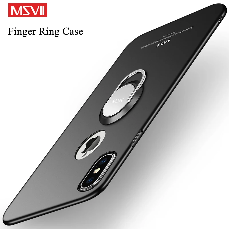 

For iPhone XR XS Max Case Cover Ring Metal Car Magnetic Holder Slim Hard PC Back Cover For Apple iPhone X XS XR Msvii Phone Case