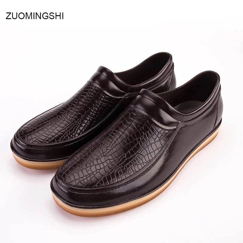 

Men's Rain Boots Black Chef Boots for Male Slip-on PVC Kitchener Waterproof Ankle Boots Rainy Day Men Shoes Rainboot Wash Car