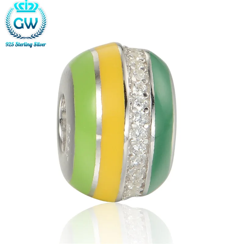 

Silver 925 New Women Rainbow Color Stripe Fit Snake Bracelets For Women Wedding & Engagement Jewelry Brand GW Amld027
