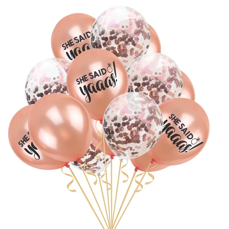 

15pcs She Said Yaaas I Do Rose Gold Balloon Team Bride Wedding Bridal Shower Favors Hen Bachelorette Party Decorations