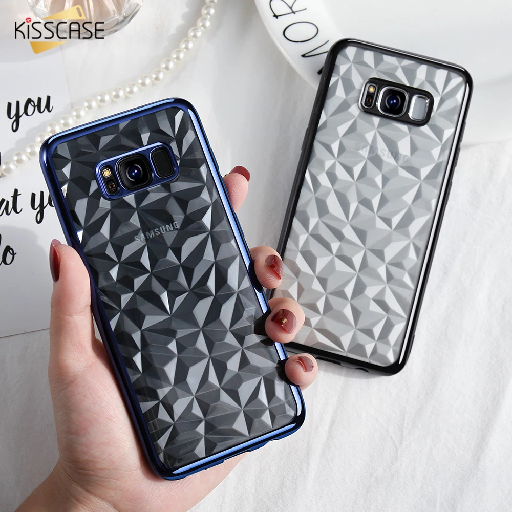 

KISSCASE Plating Diamond Texture Case For Samsung Galaxy S8 S8 Plus Luxury Grid Clear Soft Case Cover For Samsung Note 8 S9 Plus